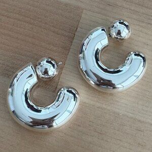 Jenny Bird Silver Tome Hoops - Medium